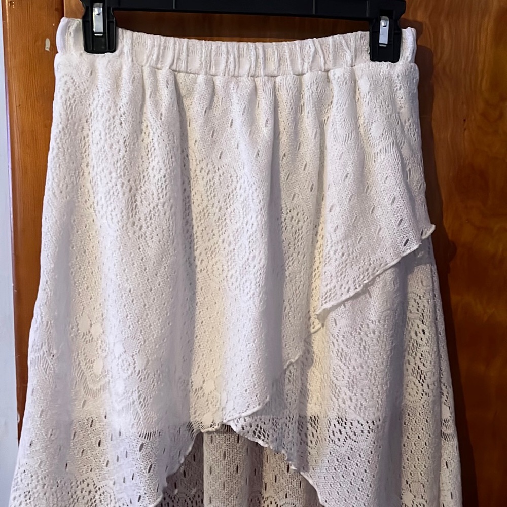 White lace floral flowing skirt.